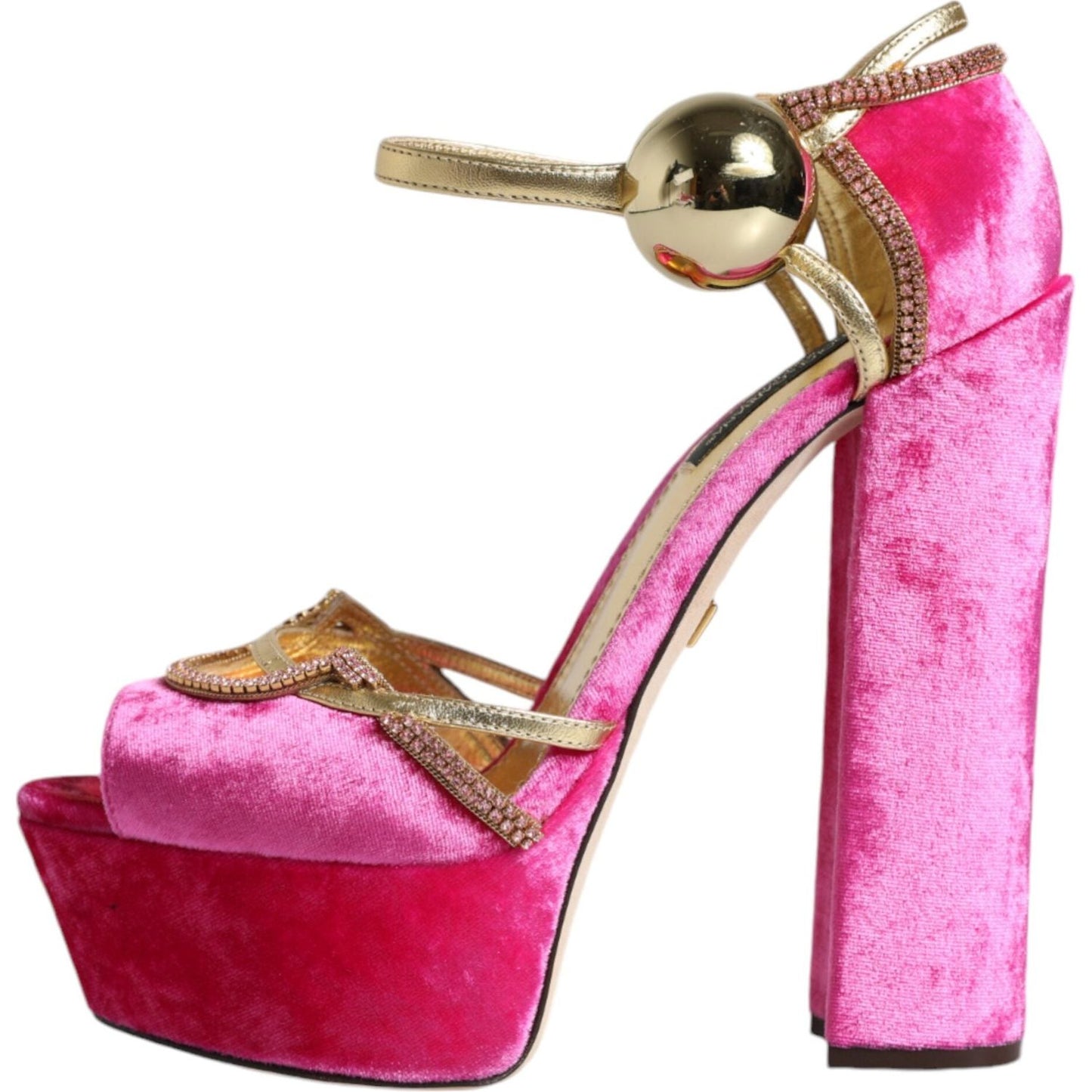 Dolce & Gabbana Pink Velvet Platform Ankle Strap Heel Sandals Shoes Dolce & Gabbana Maroon