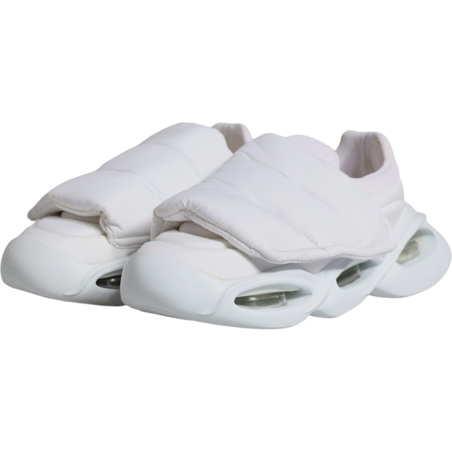 Dolce & Gabbana White Padded Fabric Low Top Sneakers Shoes Dolce & Gabbana Light Gray
