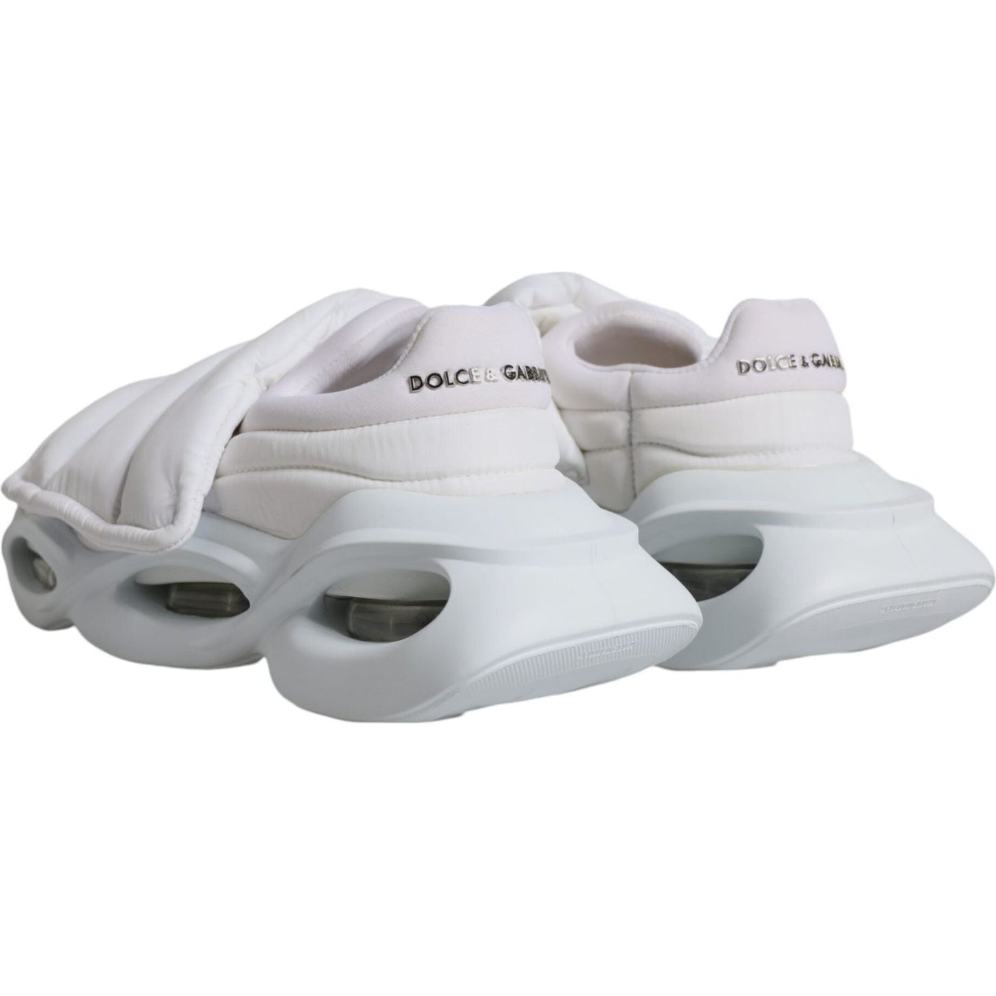 Dolce & Gabbana White Padded Fabric Low Top Sneakers Shoes Dolce & Gabbana Gray