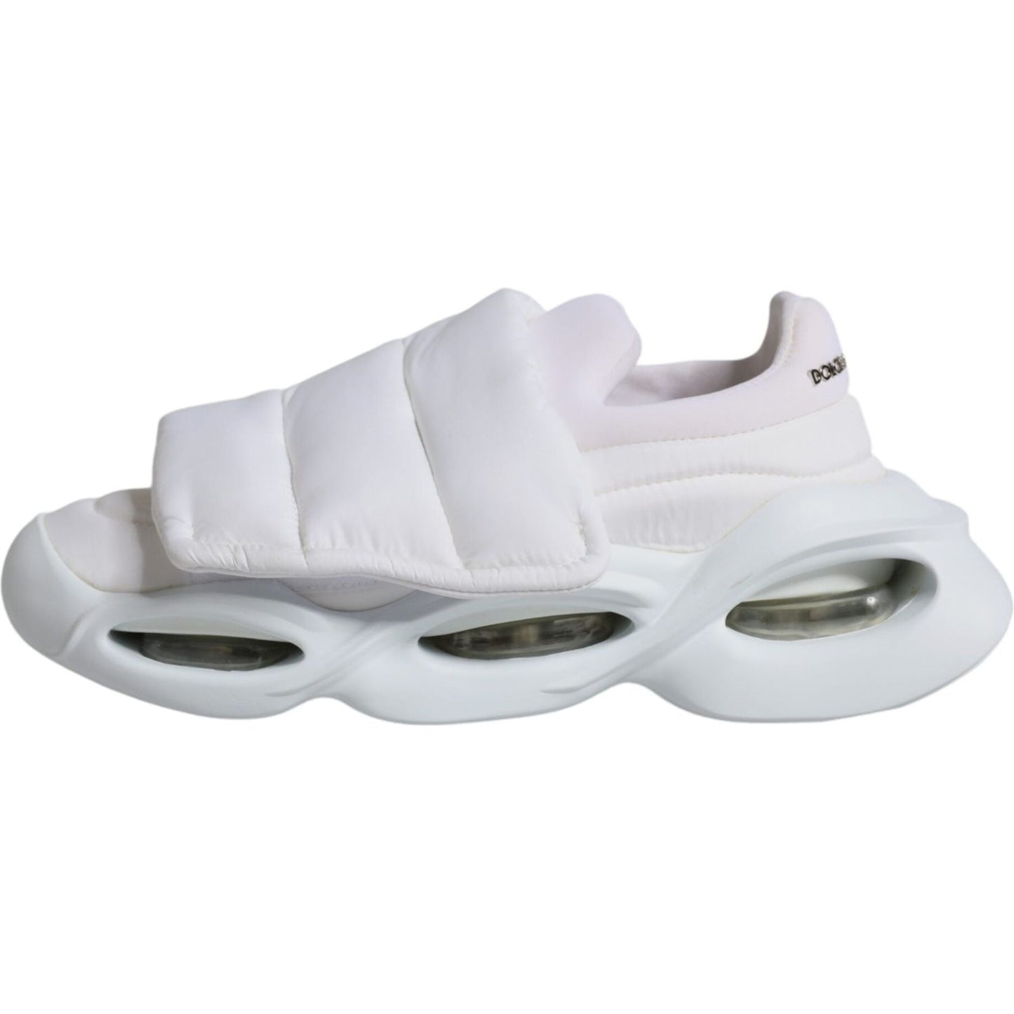 Dolce & Gabbana White Padded Fabric Low Top Sneakers Shoes Dolce & Gabbana Light Gray