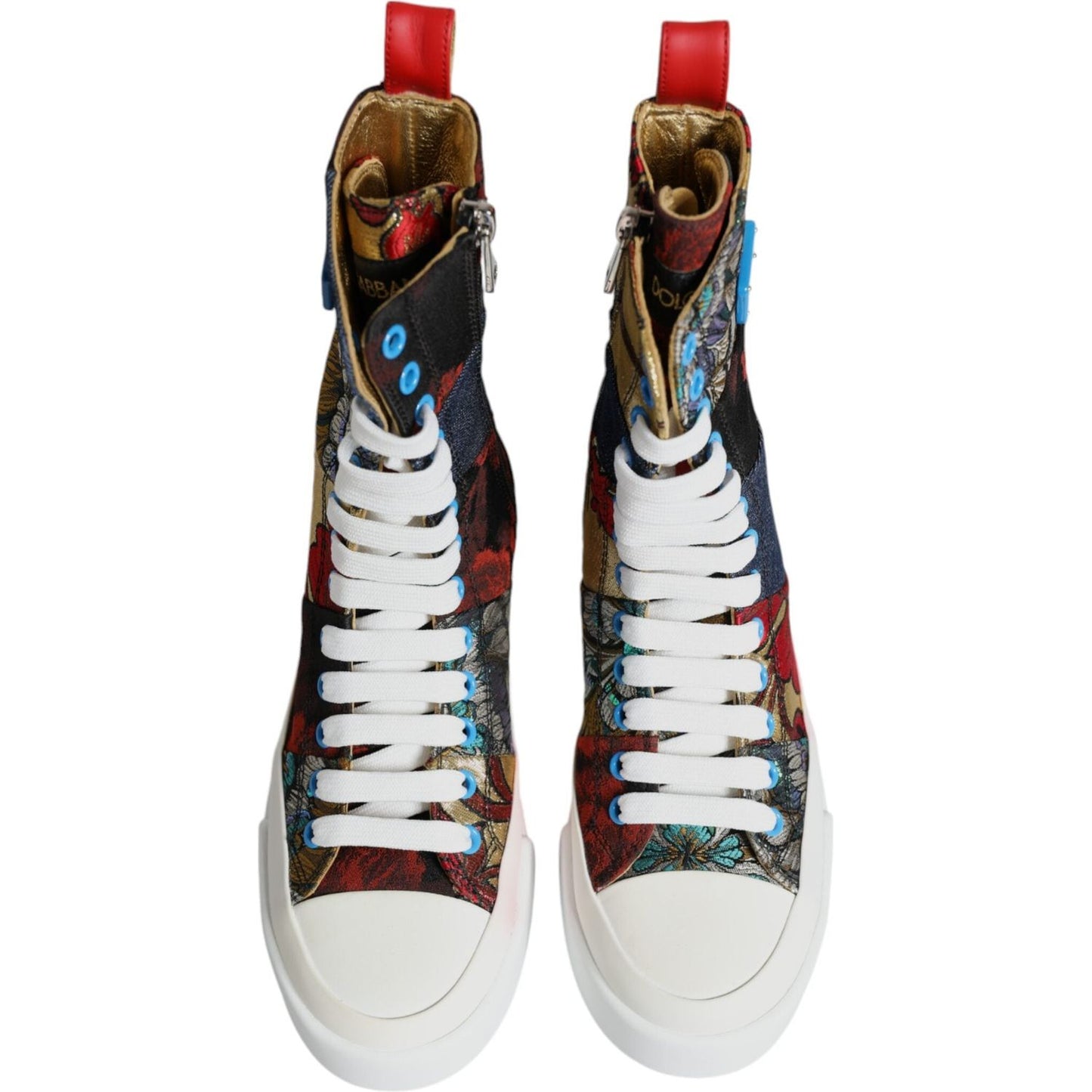 Dolce & Gabbana Multicolor Patchwork High Top Sneakers Shoes Dolce & Gabbana Dark Slate Gray