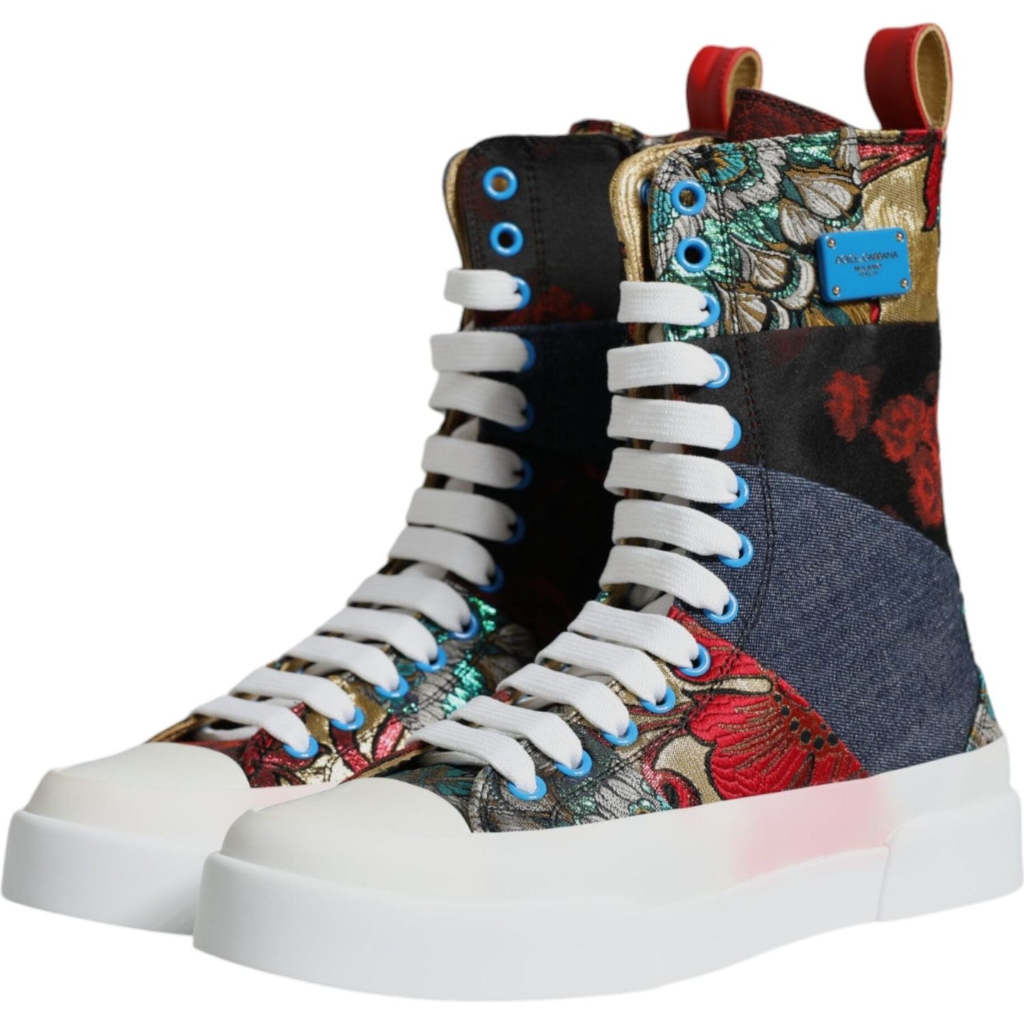 Dolce & Gabbana Multicolor Patchwork High Top Sneakers Shoes Dolce & Gabbana Dark Slate Gray