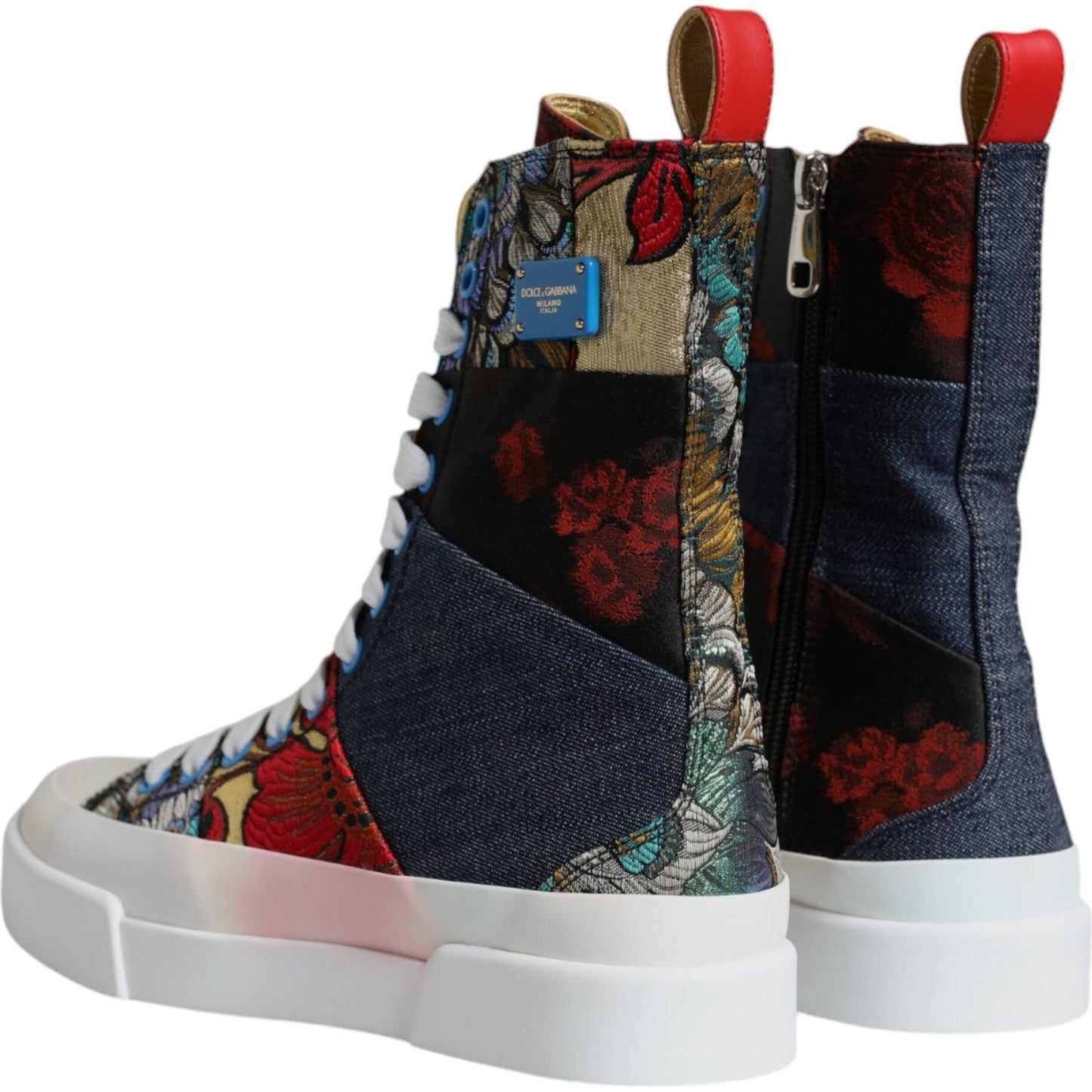 Dolce & Gabbana Multicolor Patchwork High Top Sneakers Shoes Dolce & Gabbana Gray