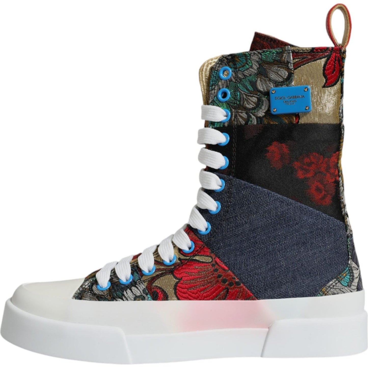 Dolce & Gabbana Multicolor Patchwork High Top Sneakers Shoes Dolce & Gabbana Light Gray