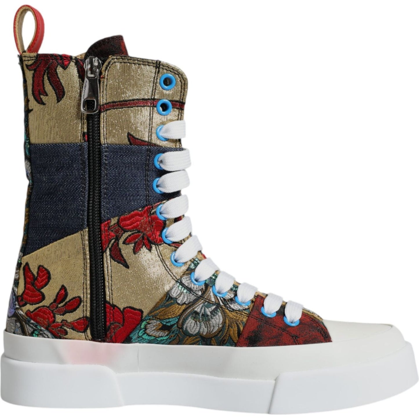 Dolce & Gabbana Multicolor Patchwork High Top Sneakers Shoes Dolce & Gabbana Gray