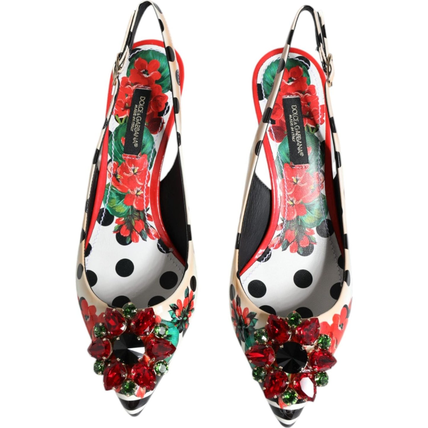 Dolce & Gabbana Multicolor Leather Crystal Heels Slingback Shoes Dolce & Gabbana Dim Gray