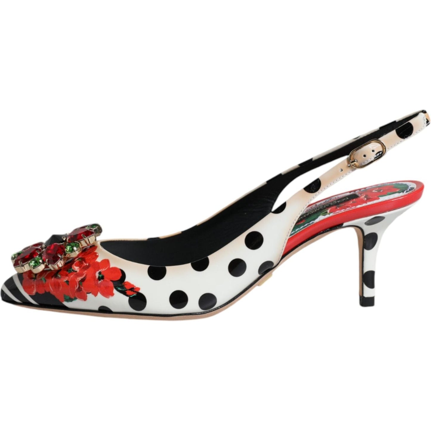 Dolce & Gabbana Multicolor Leather Crystal Heels Slingback Shoes Dolce & Gabbana Black