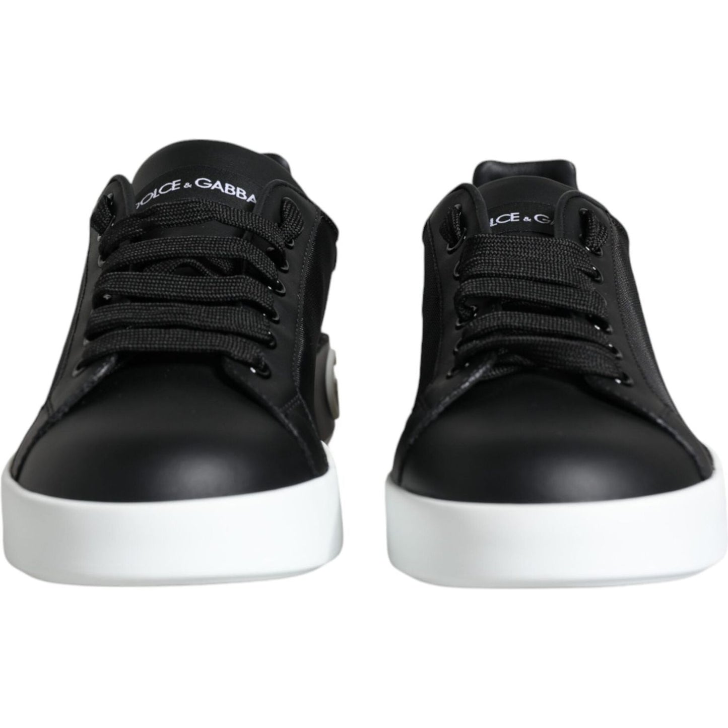 Dolce & Gabbana Black Calf Leather Portofino Sneakers Shoes Dolce & Gabbana Lavender