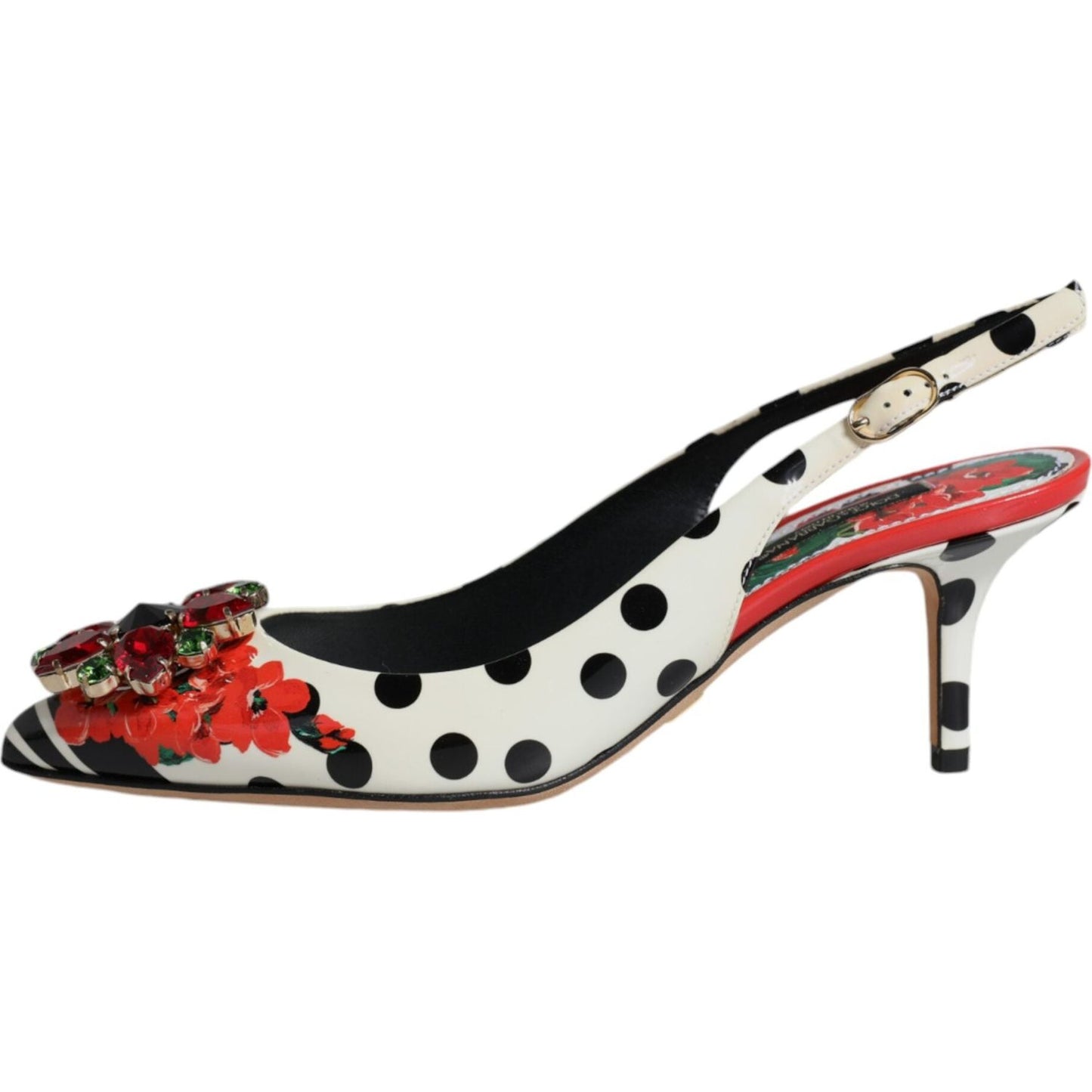 Dolce & Gabbana Multicolor Leather Crystal Heels Slingback Shoes Dolce & Gabbana Black