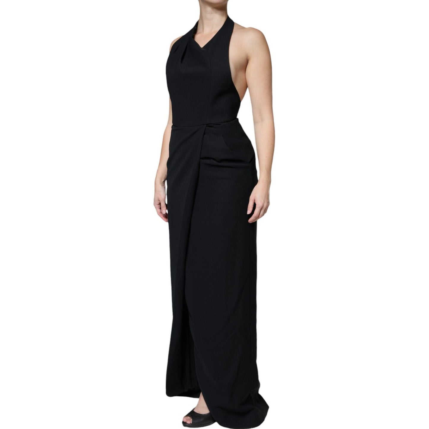 Emporio Armani Black Sleeveless Halter Sheath Long Gown Dress Emporio Armani Tan