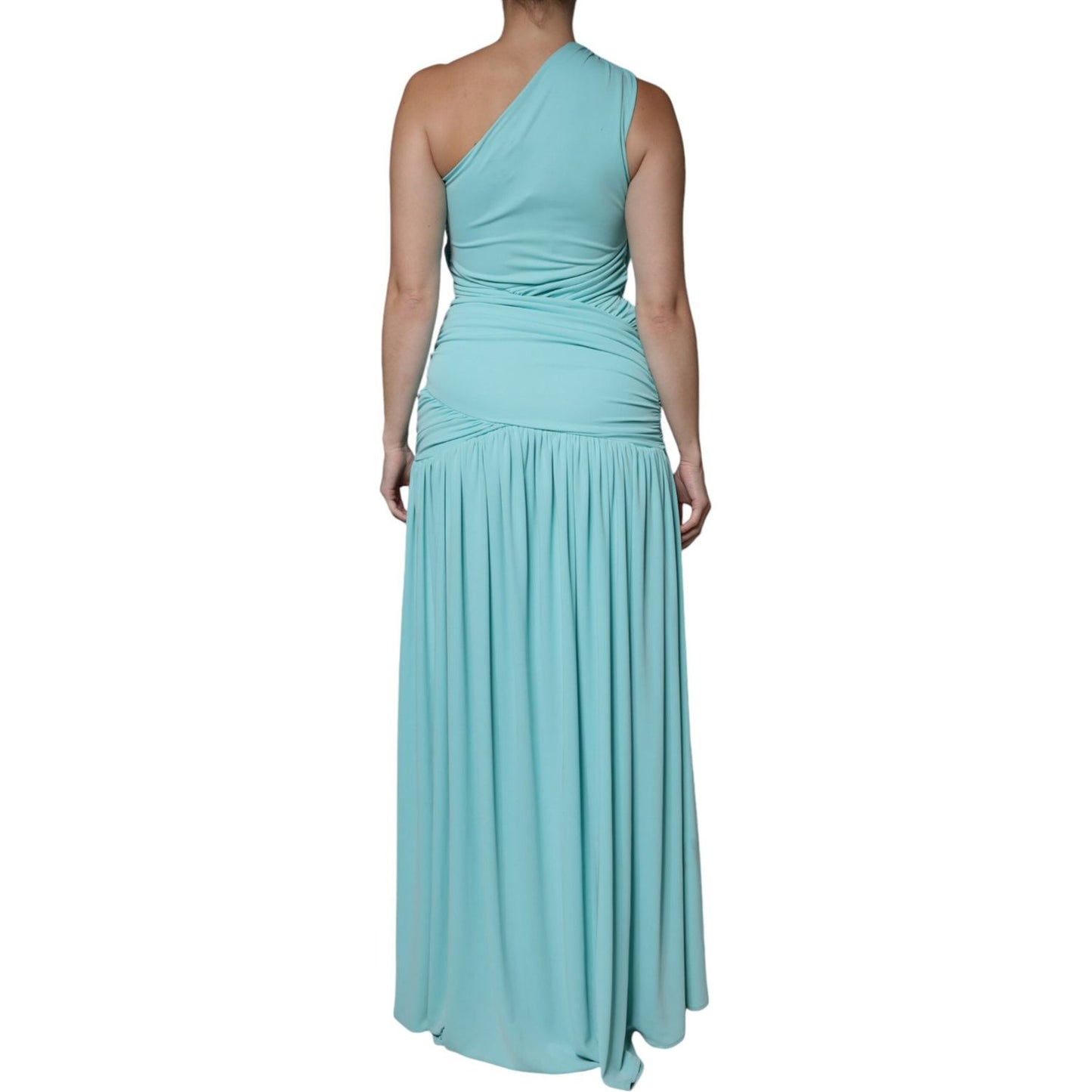 Christian Pellizzari Light Blue Jersey Long Drape One Shoulder Dress Christian Pellizzari Dark Gray