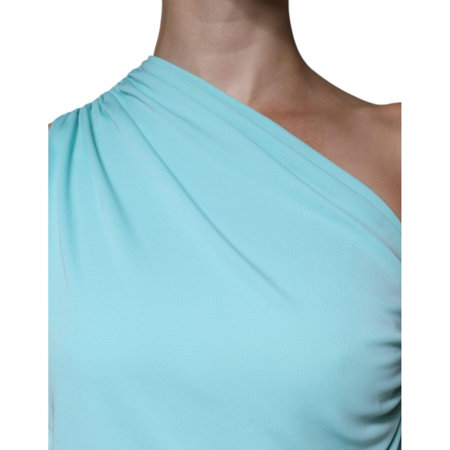 Christian Pellizzari Light Blue Jersey Long Drape One Shoulder Dress Christian Pellizzari Sky Blue