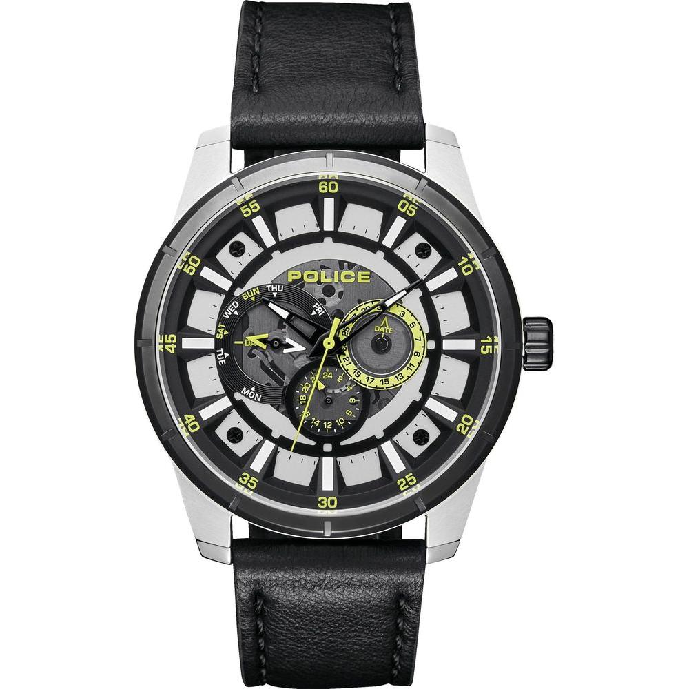 Police Black Leather Watch Police Light Gray