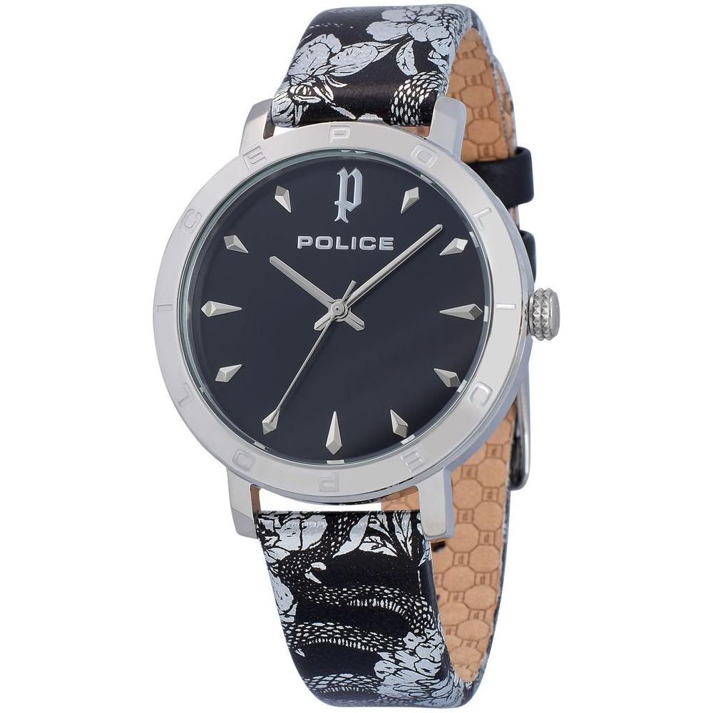 Police Black Leather Watch Police Gray