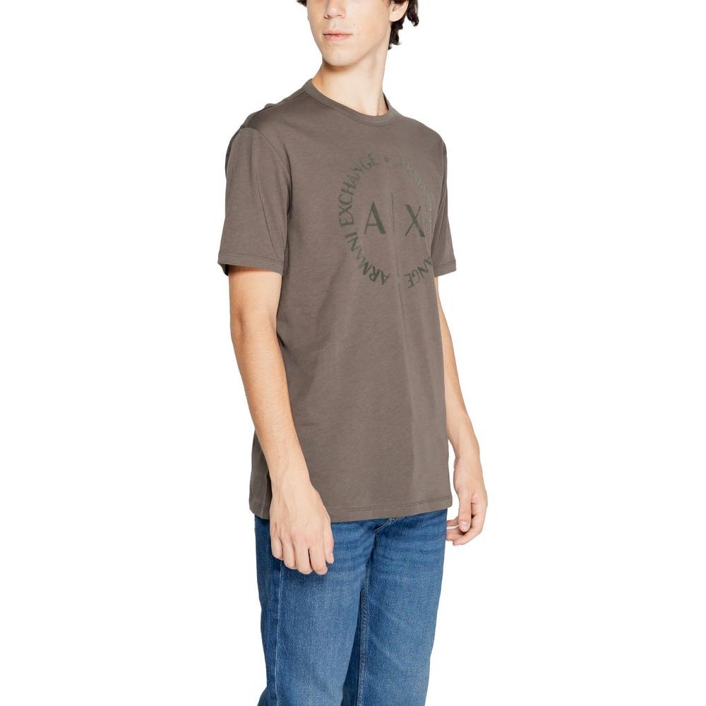 Armani Exchange Brown Cotton T-Shirt Armani Exchange Dim Gray