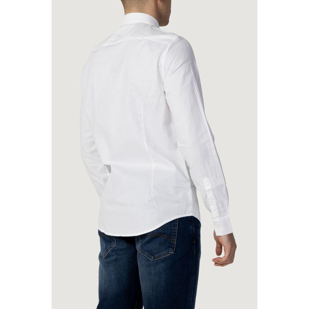 Armani Exchange White Cotton Shirt Armani Exchange Light Gray