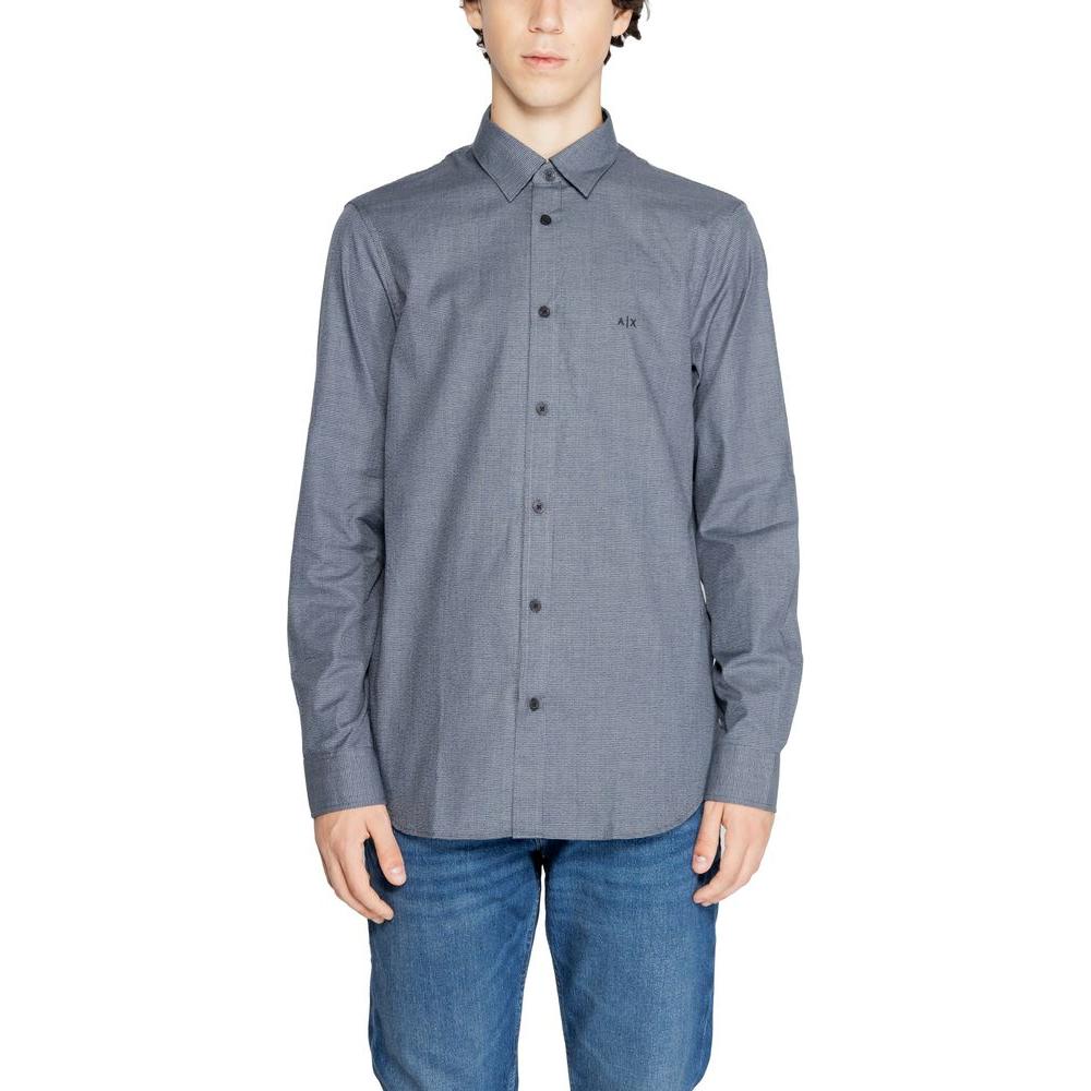 Armani Exchange Blue Cotton Shirt Armani Exchange Slate Gray
