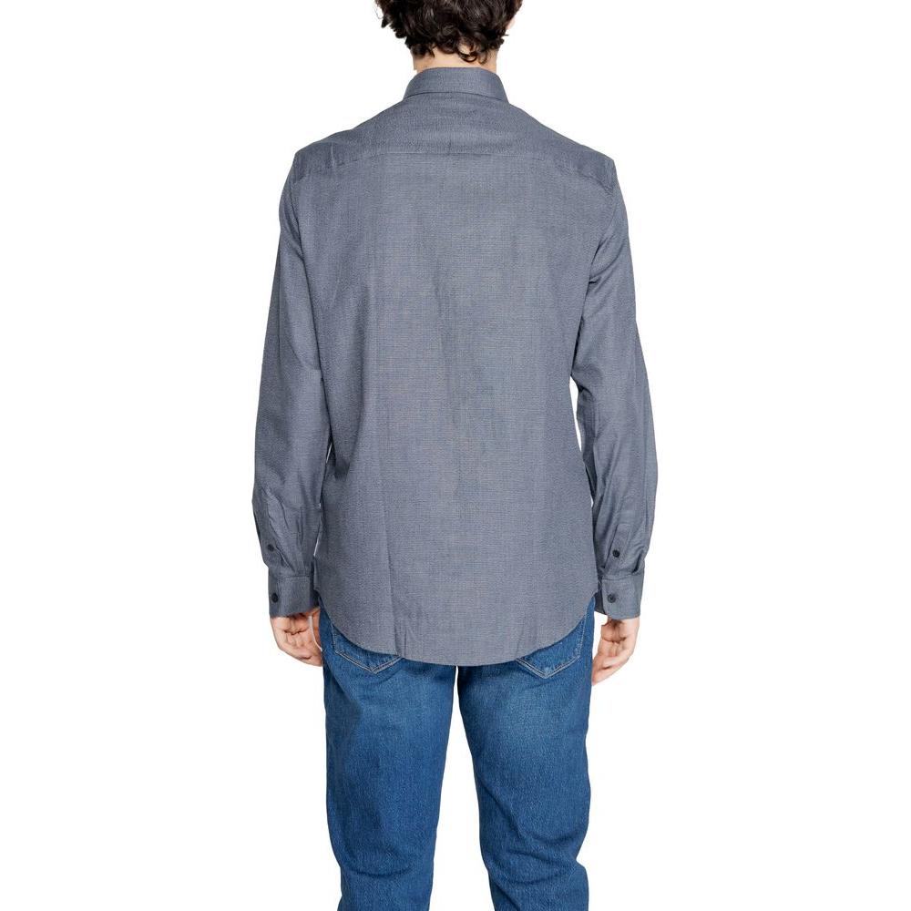 Armani Exchange Blue Cotton Shirt Armani Exchange Slate Gray