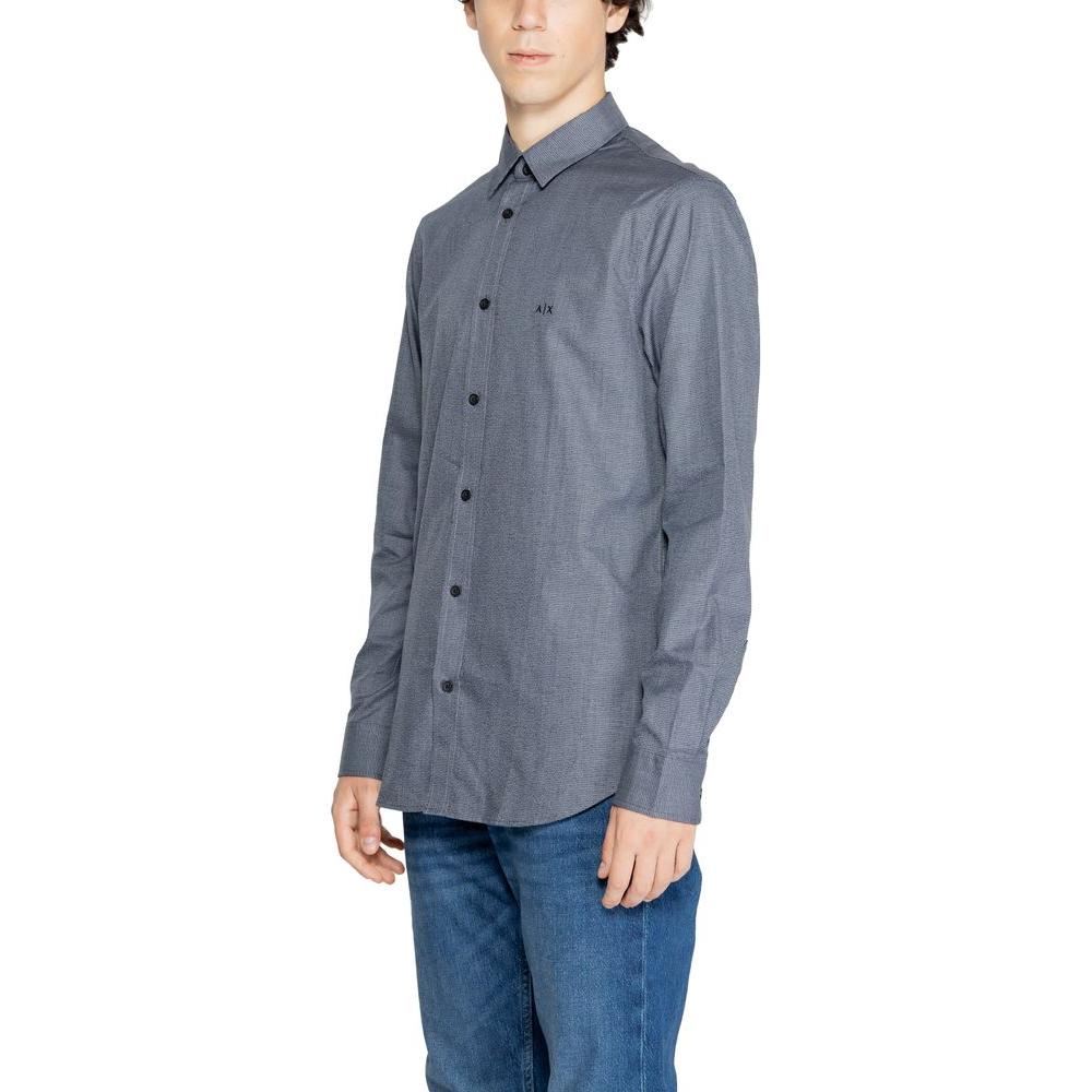 Armani Exchange Blue Cotton Shirt Armani Exchange Dim Gray