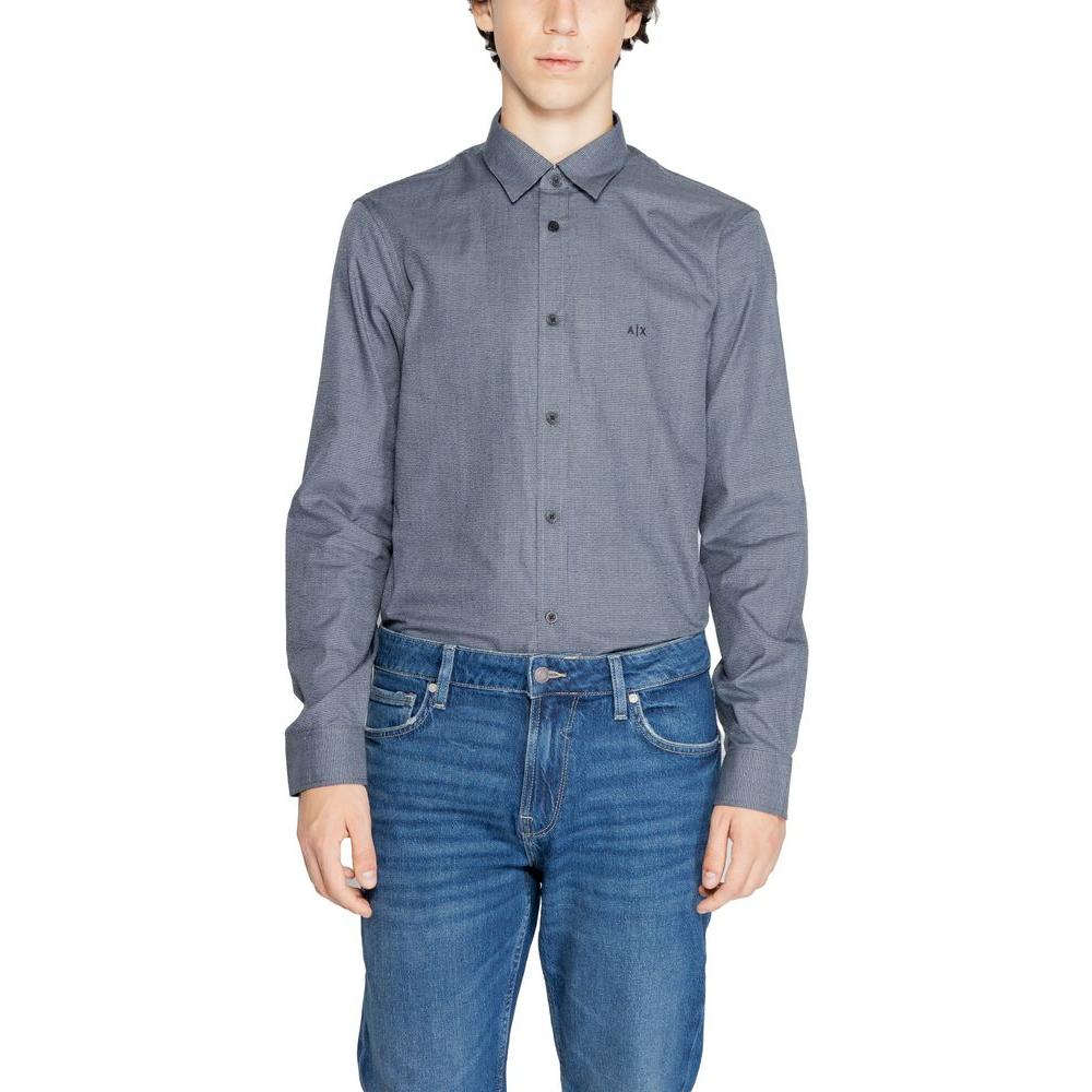 Armani Exchange Blue Cotton Shirt Armani Exchange Slate Gray