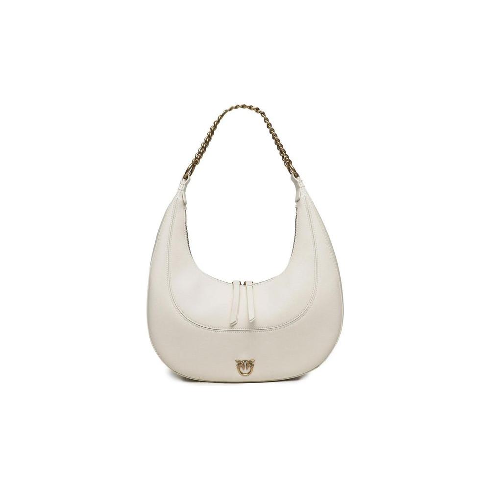 PINKO White Leather Handbag PINKO Light Gray