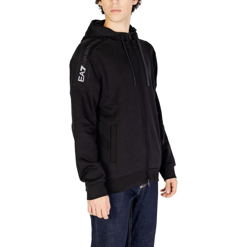 EA7 Emporio Armani Black Cotton Sweater EA7 Emporio Armani Black