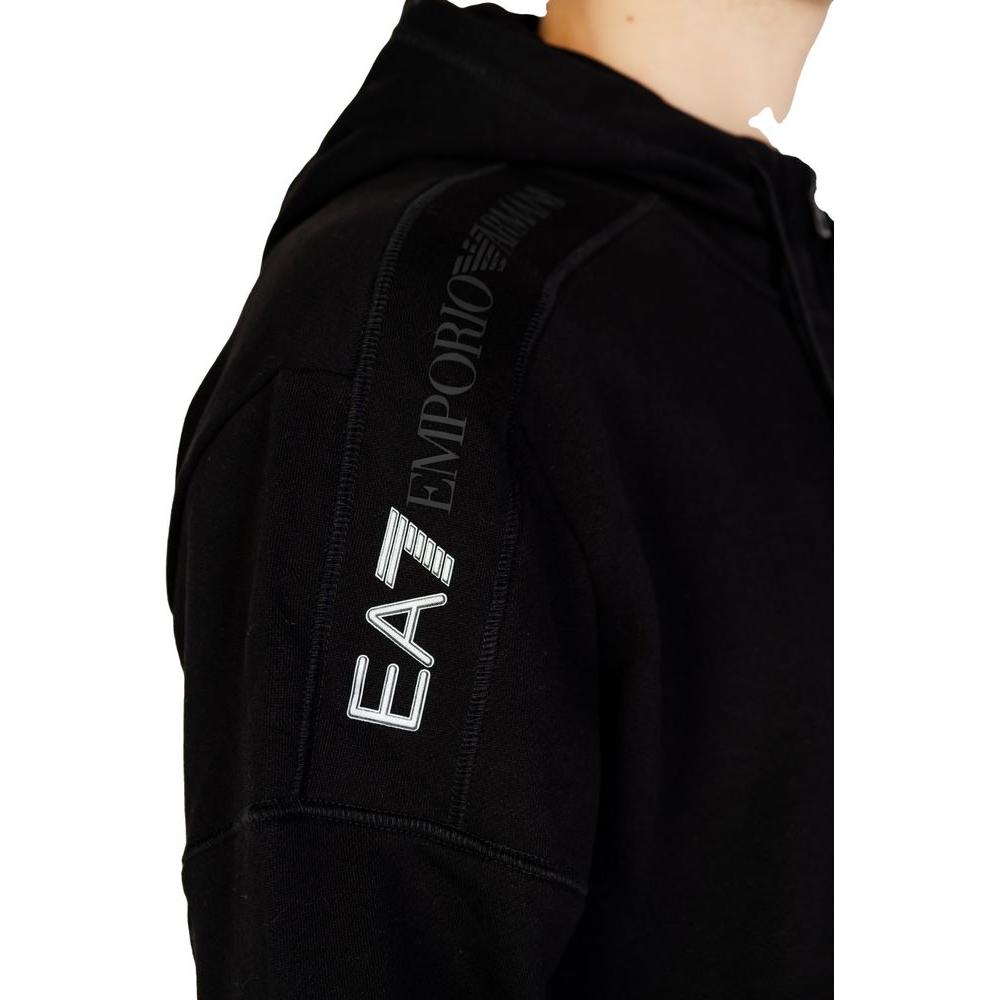 EA7 Emporio Armani Black Cotton Sweater EA7 Emporio Armani Black