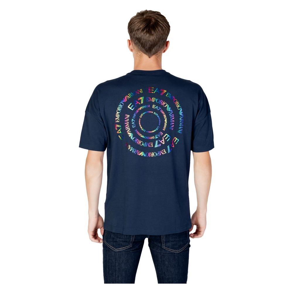 EA7 Emporio Armani Blue Cotton T-Shirt EA7 Emporio Armani Dark Slate Gray