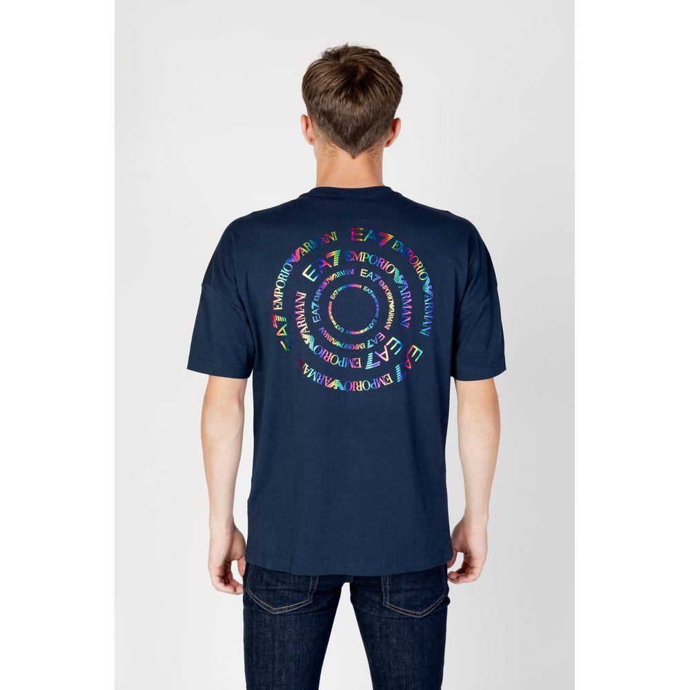 EA7 Emporio Armani Blue Cotton T-Shirt EA7 Emporio Armani Light Gray