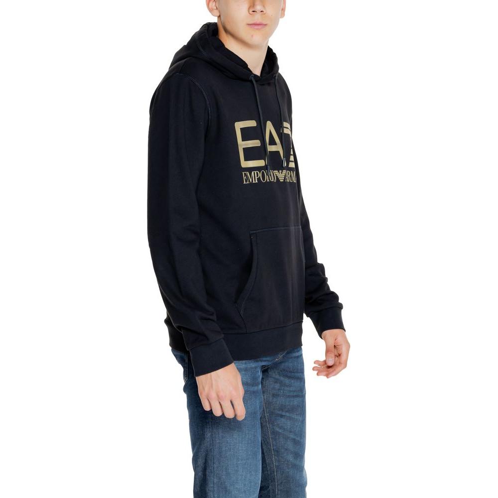 EA7 Emporio Armani Black Cotton Sweater EA7 Emporio Armani Dark Slate Gray