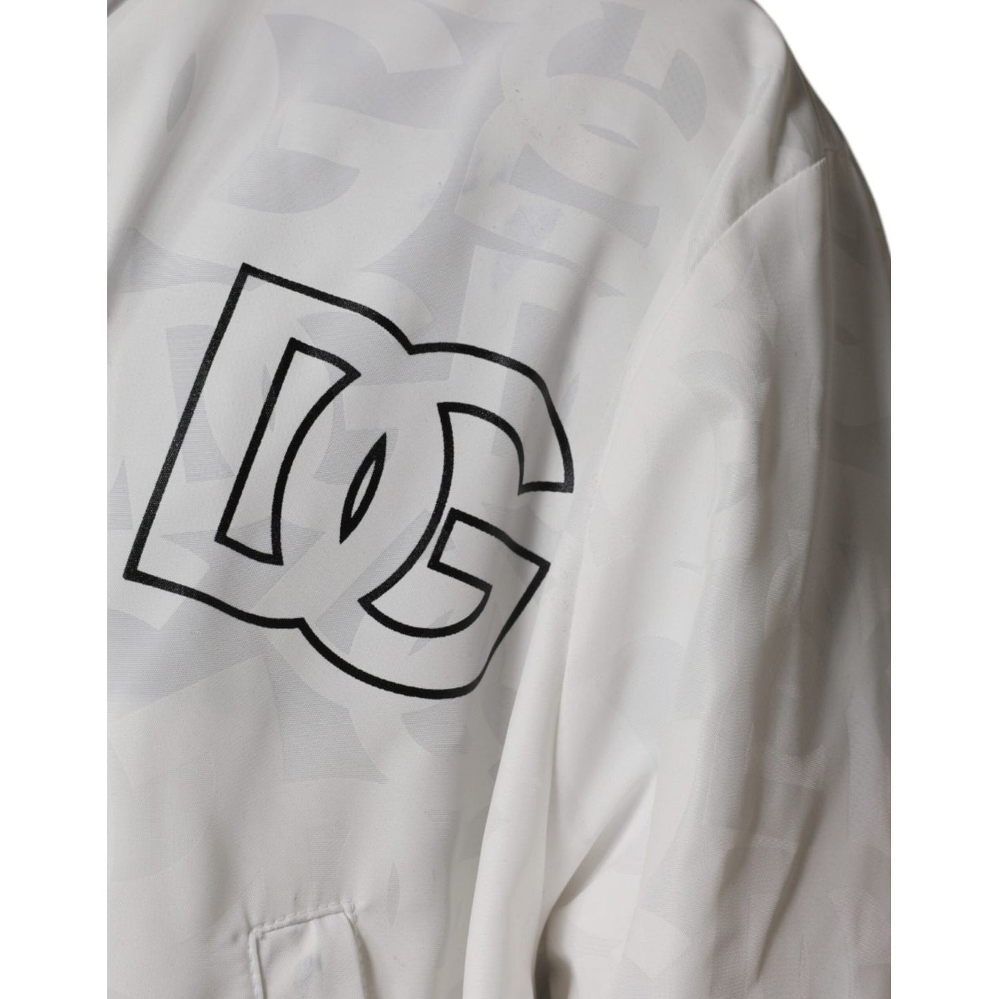 Dolce & Gabbana White Hooded Parka Polyester Trench Coat Jacket Dolce & Gabbana Gray
