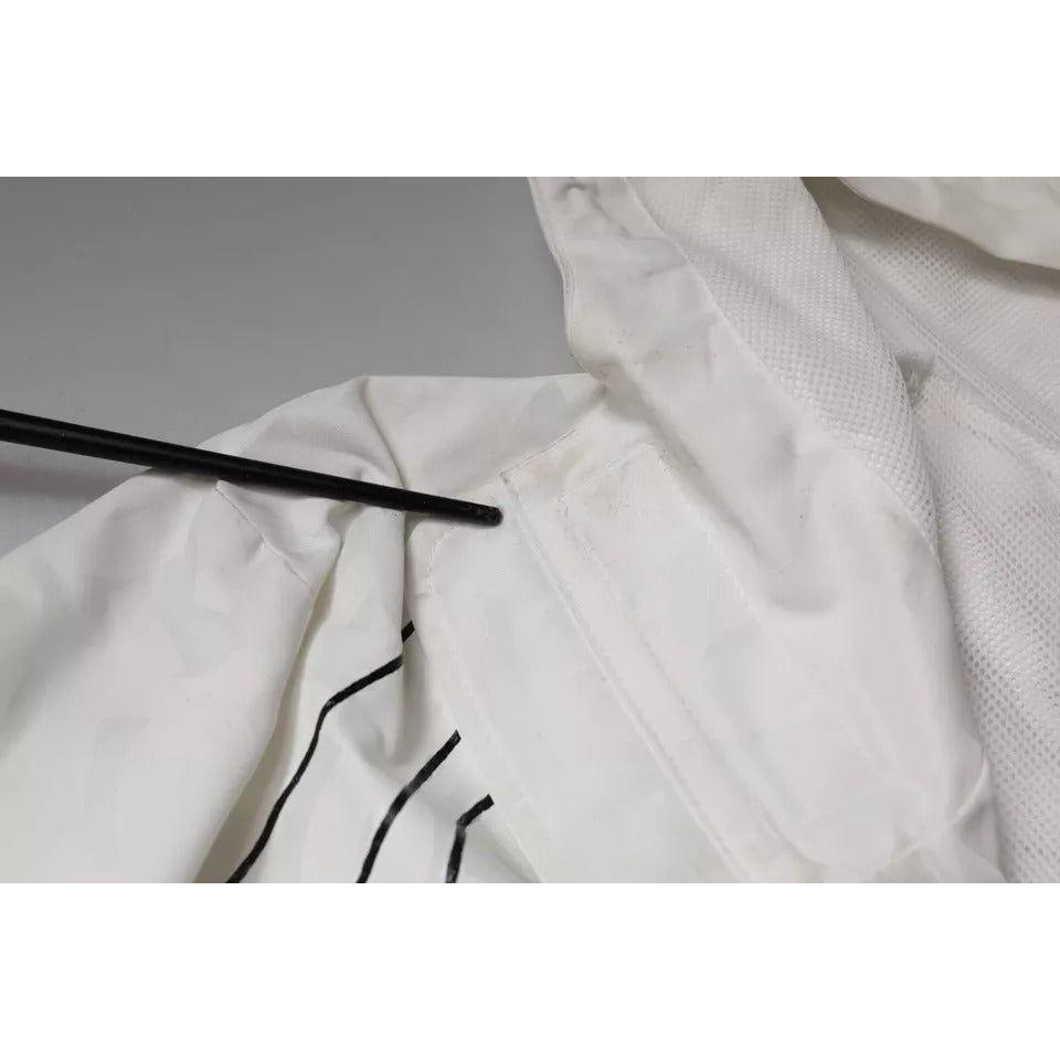 Dolce & Gabbana White Hooded Parka Polyester Trench Coat Jacket Dolce & Gabbana Gray