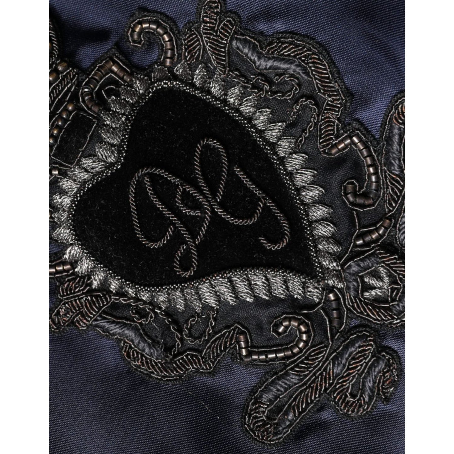 Dolce & Gabbana Blue Crown Heart Full Zip Men Bomber Jacket Dolce & Gabbana Black