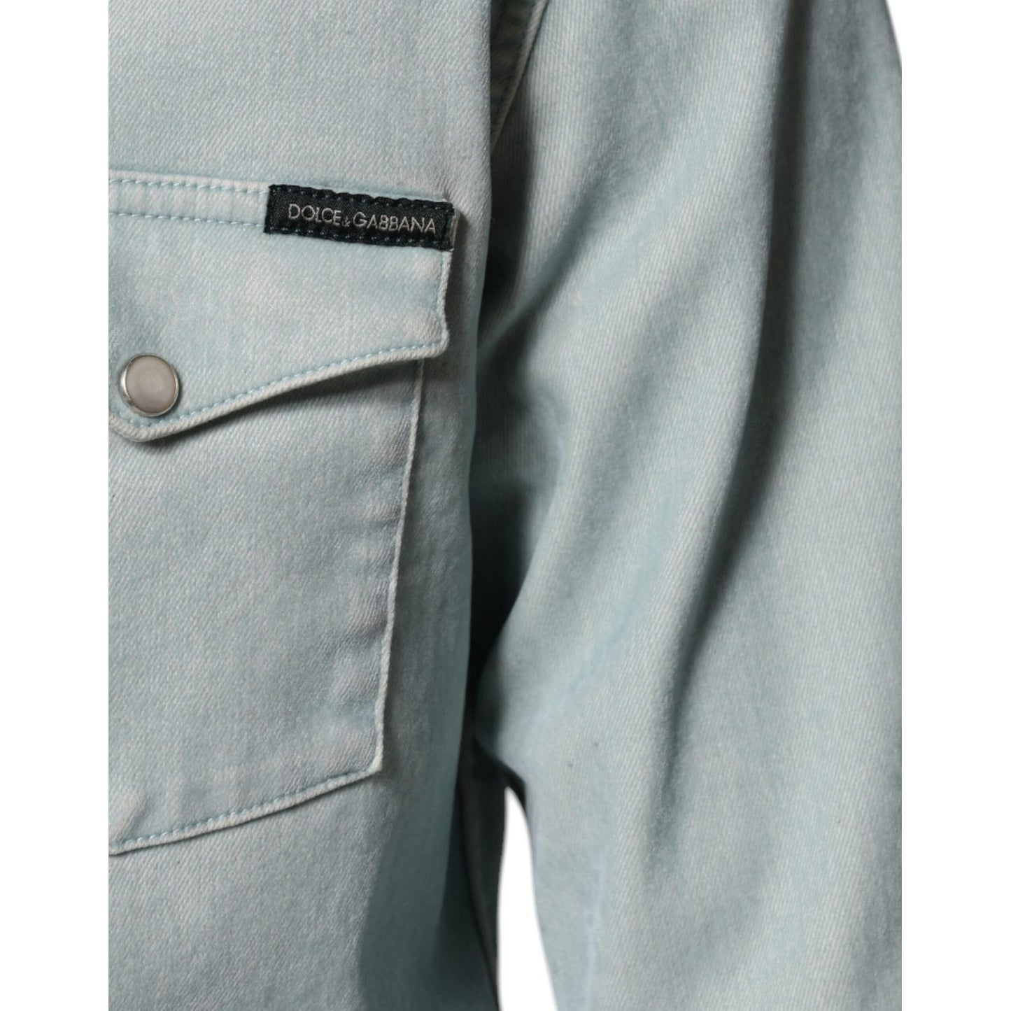 Dolce & Gabbana Light Blue Cotton Button Down Casual Shirt Dolce & Gabbana Dark Gray