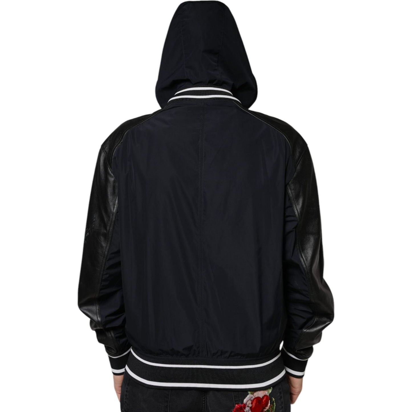 Dolce & Gabbana Black Hooded Full Zip Men Bomber Jacket Dolce & Gabbana Black