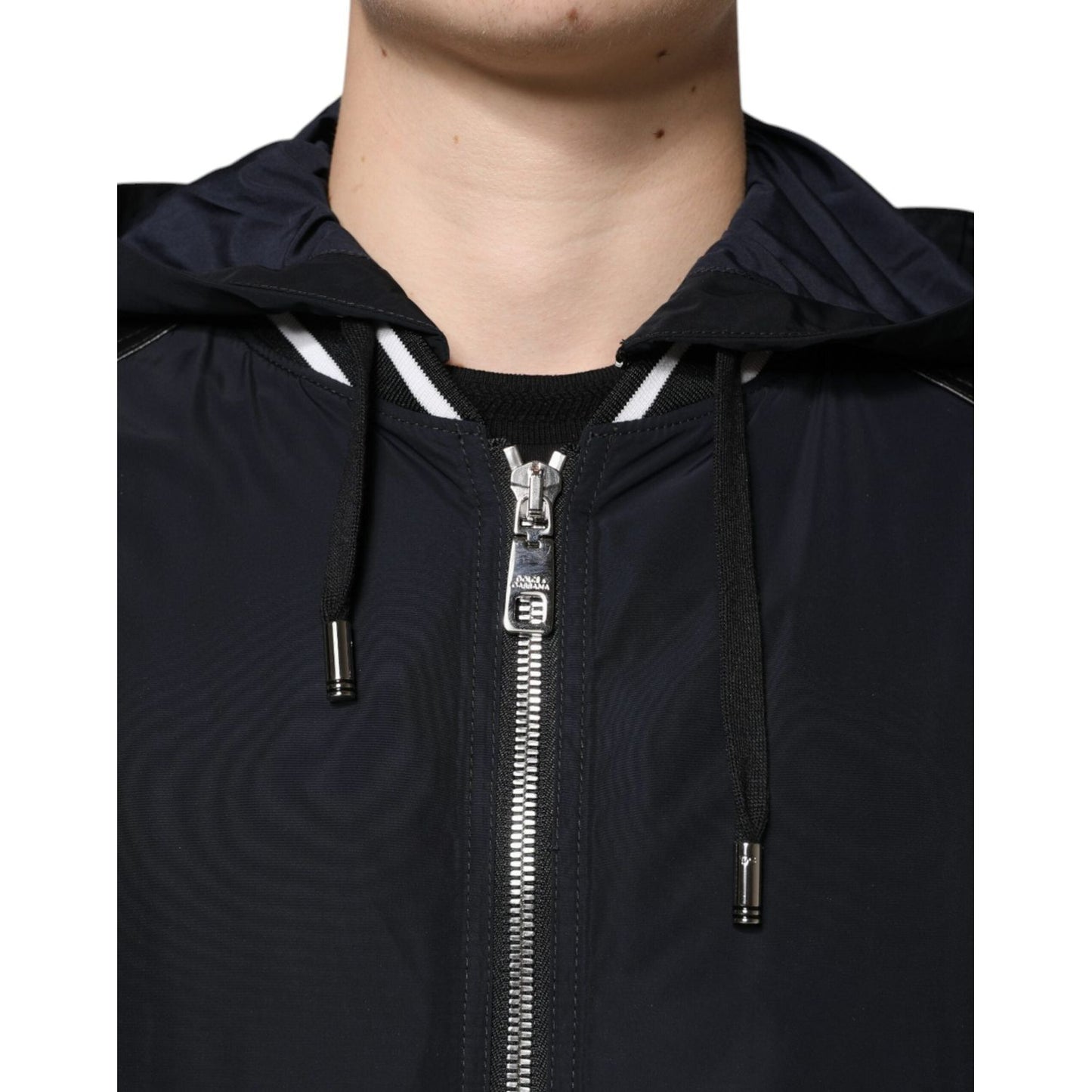 Dolce & Gabbana Black Hooded Full Zip Men Bomber Jacket Dolce & Gabbana Black