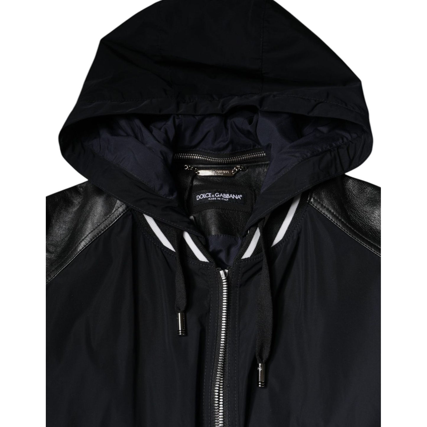 Dolce & Gabbana Black Hooded Full Zip Men Bomber Jacket Dolce & Gabbana Black