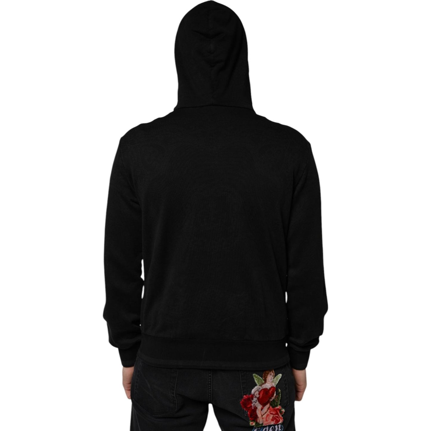 Dolce & Gabbana Black Cotton Full Zip Hooded Bomber Jacket Dolce & Gabbana Black