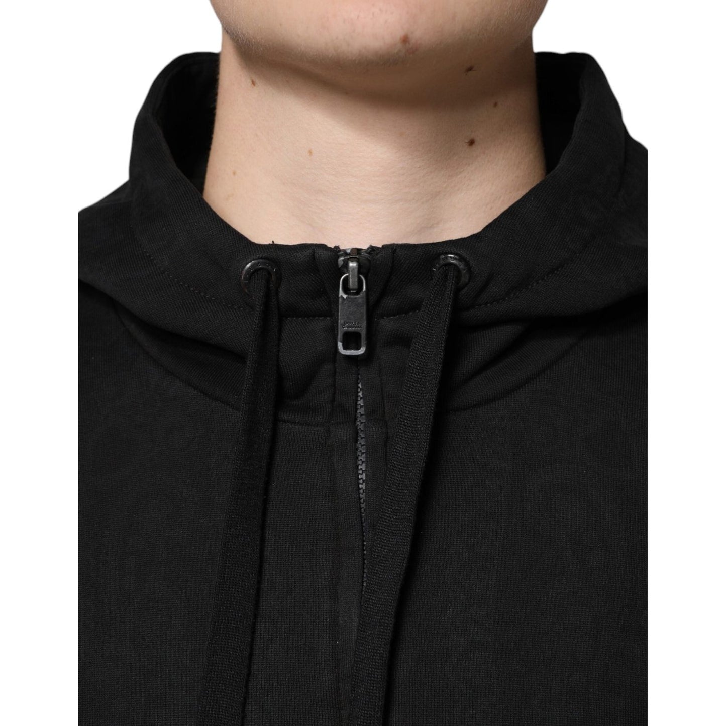 Dolce & Gabbana Black Cotton Full Zip Hooded Bomber Jacket Dolce & Gabbana Black