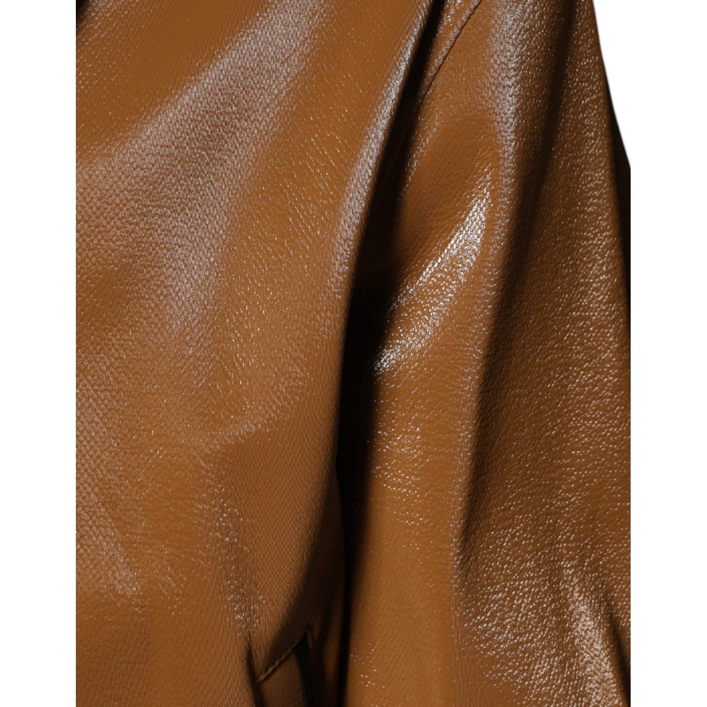 Dolce & Gabbana Brown Leather Full Zip Men Bomber Jacket Dolce & Gabbana Sienna