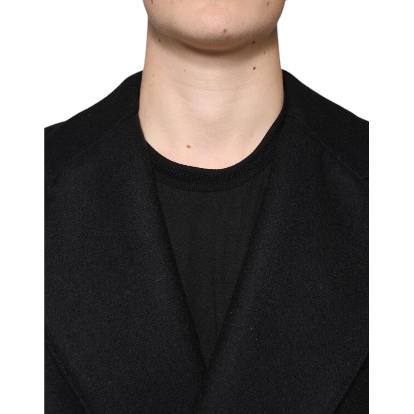 Dolce & Gabbana Black Wool Double Breasted Men Coat Jacket Dolce & Gabbana Black