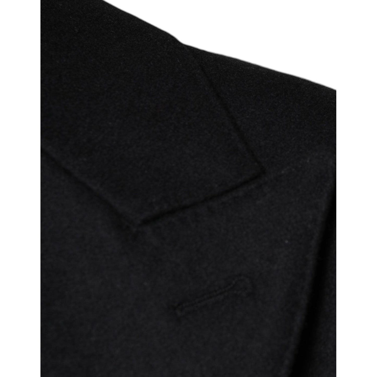 Dolce & Gabbana Black Wool Double Breasted Men Coat Jacket Dolce & Gabbana Black