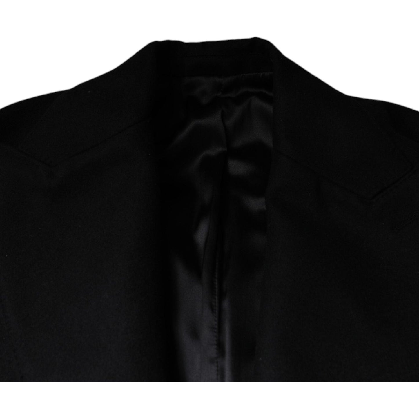 Dolce & Gabbana Black Wool Double Breasted Men Coat Jacket Dolce & Gabbana Black