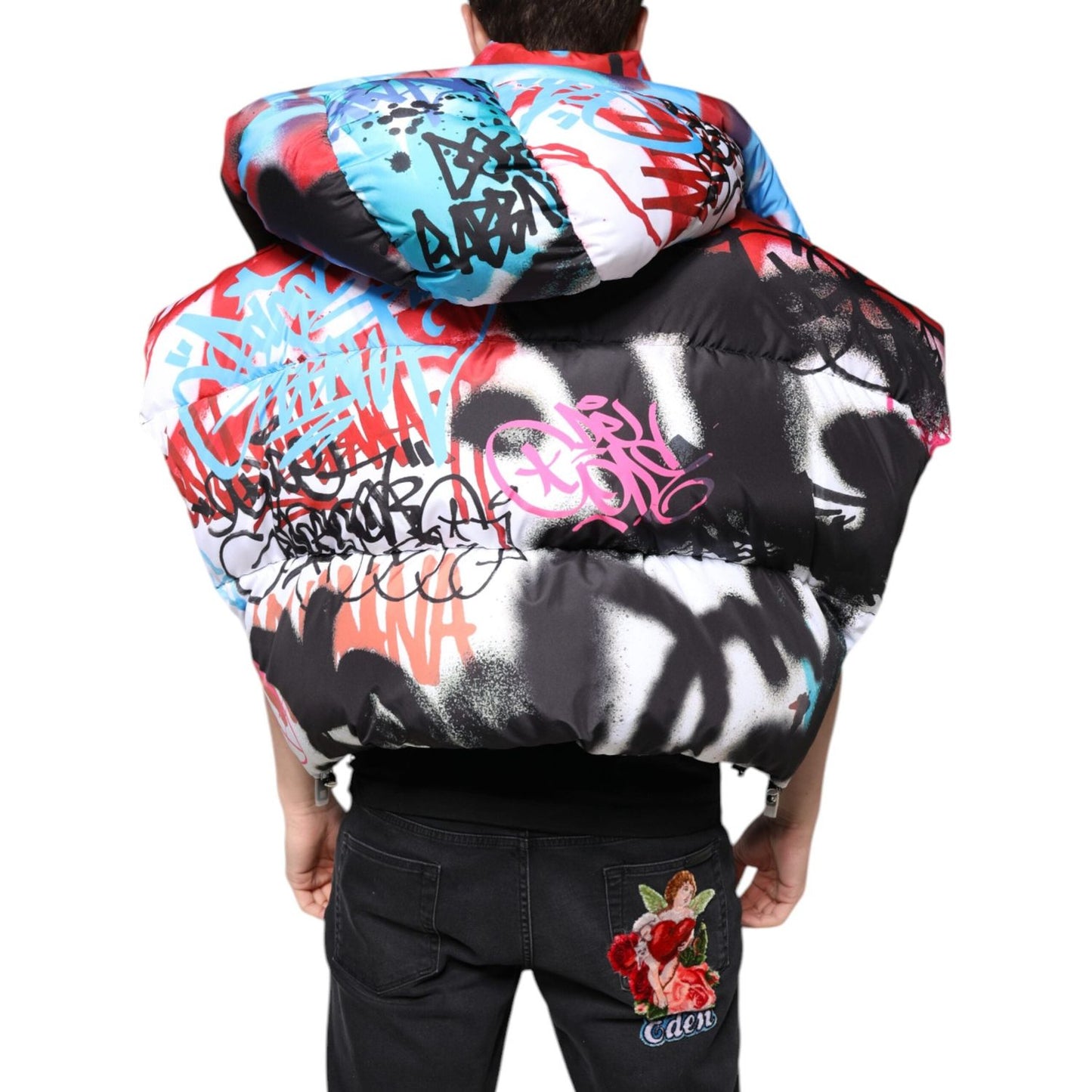 Dolce & Gabbana Multicolor Graffiti Hooded Windbreaker Jacket Dolce & Gabbana Thistle