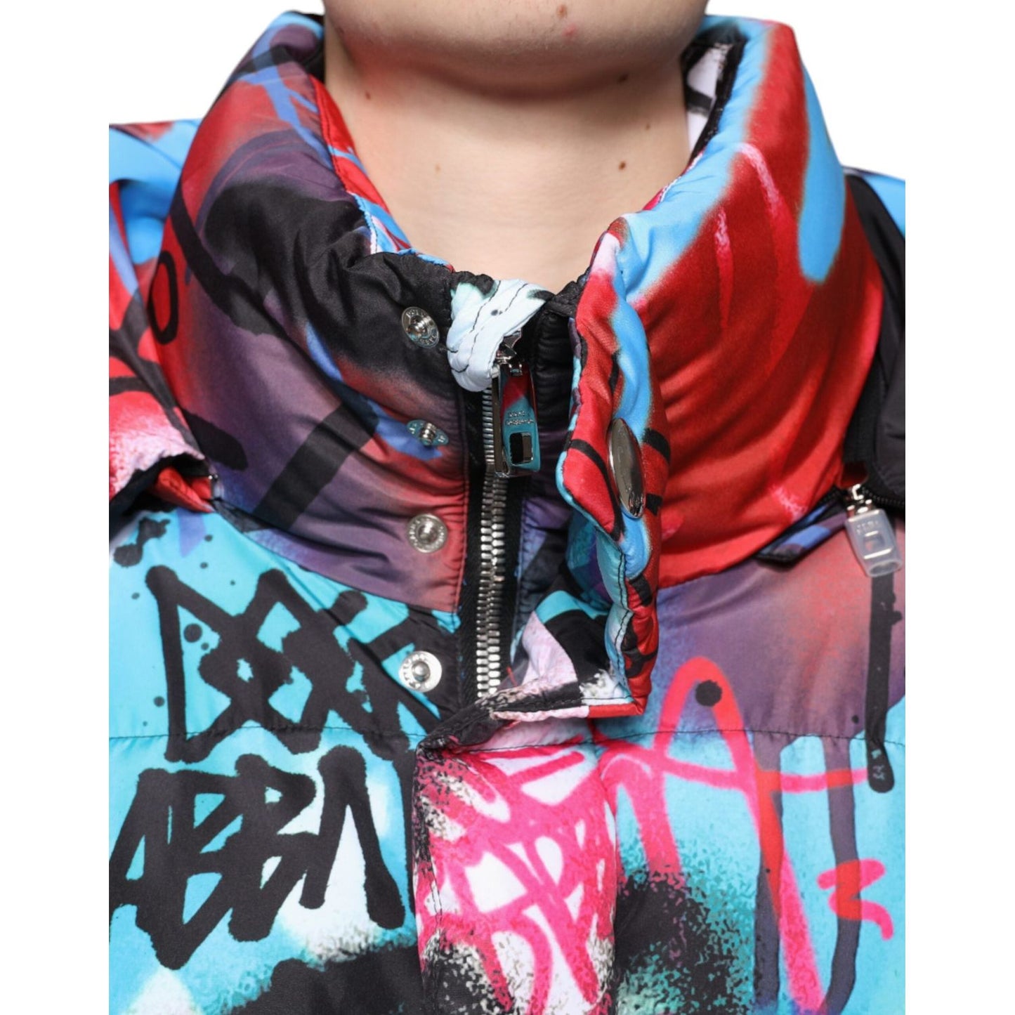 Dolce & Gabbana Multicolor Graffiti Hooded Windbreaker Jacket Dolce & Gabbana Dark Slate Gray