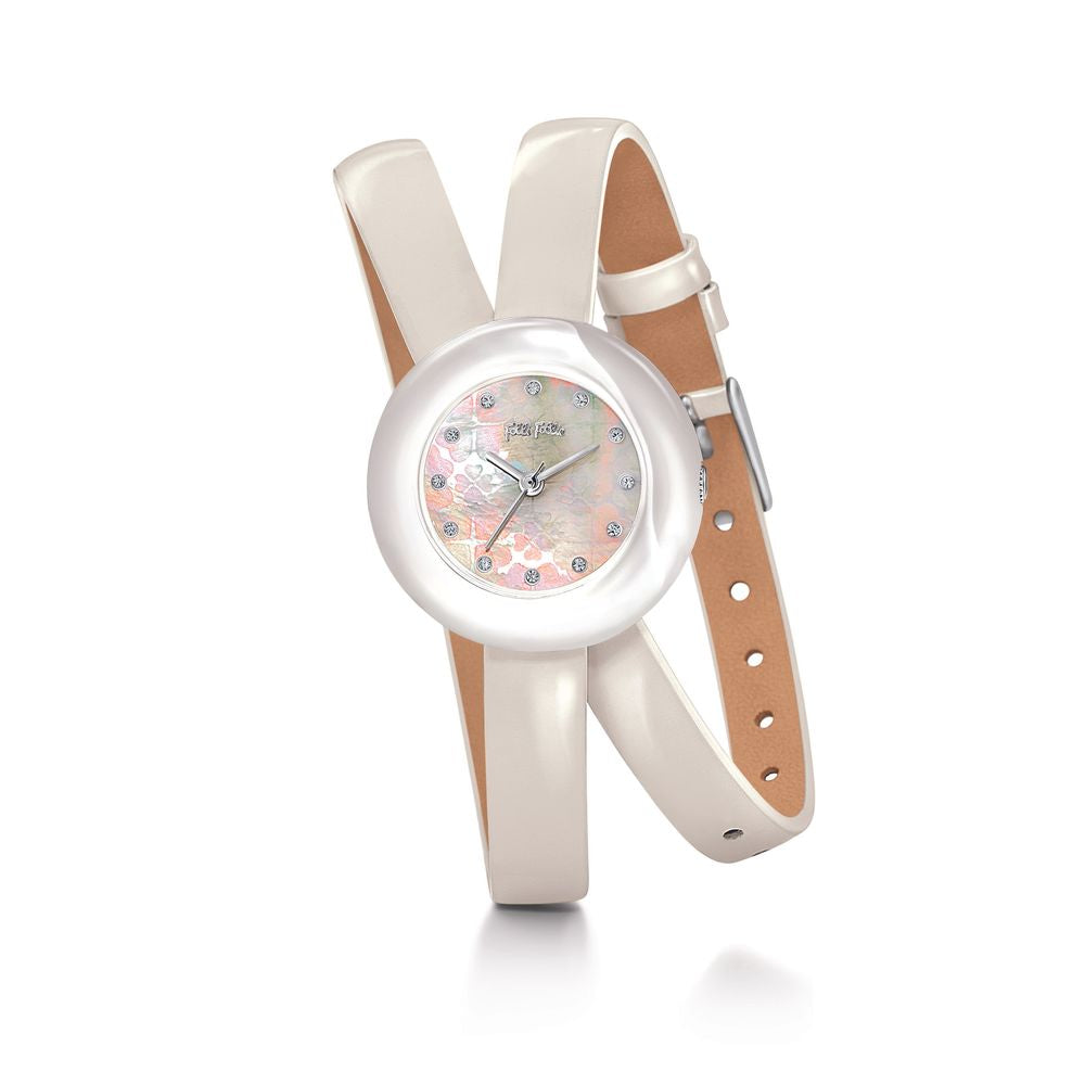 Folli Follie White Leather Watch Folli Follie Light Gray