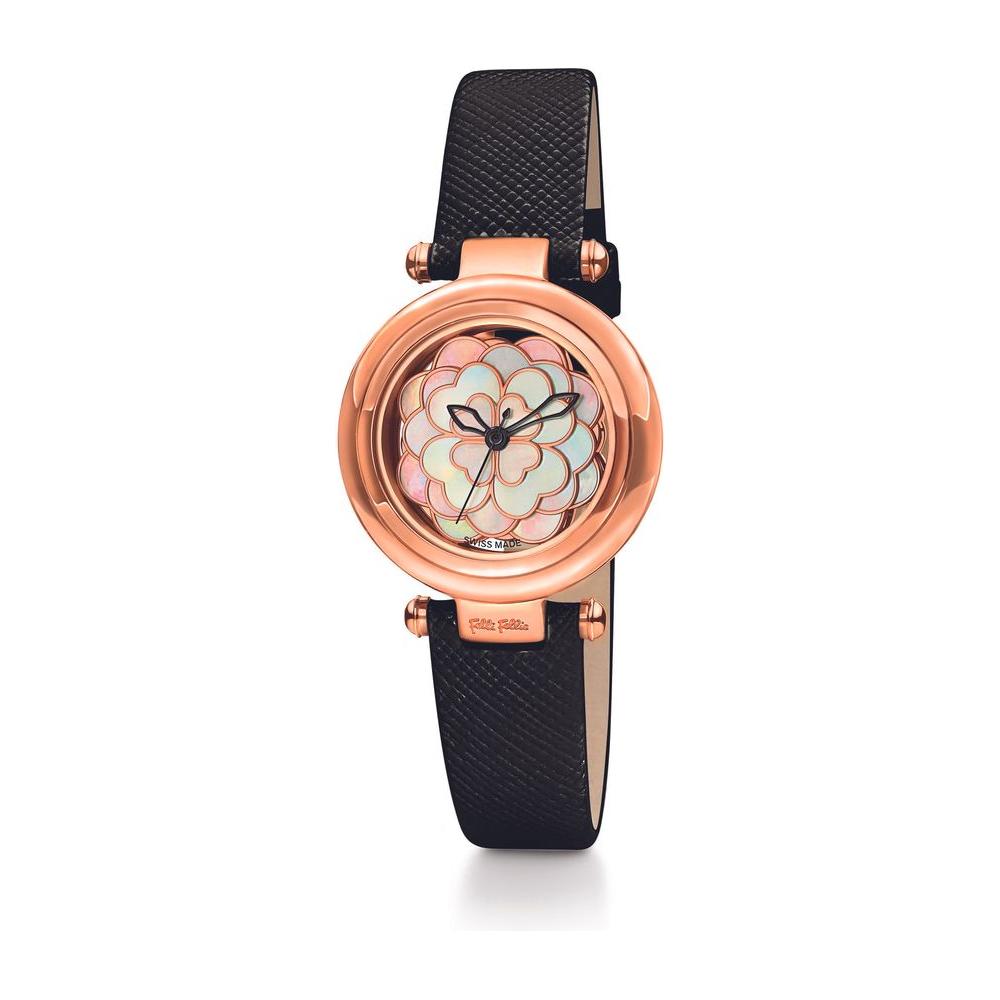 Folli Follie Black Leather Watch Folli Follie Dark Slate Gray