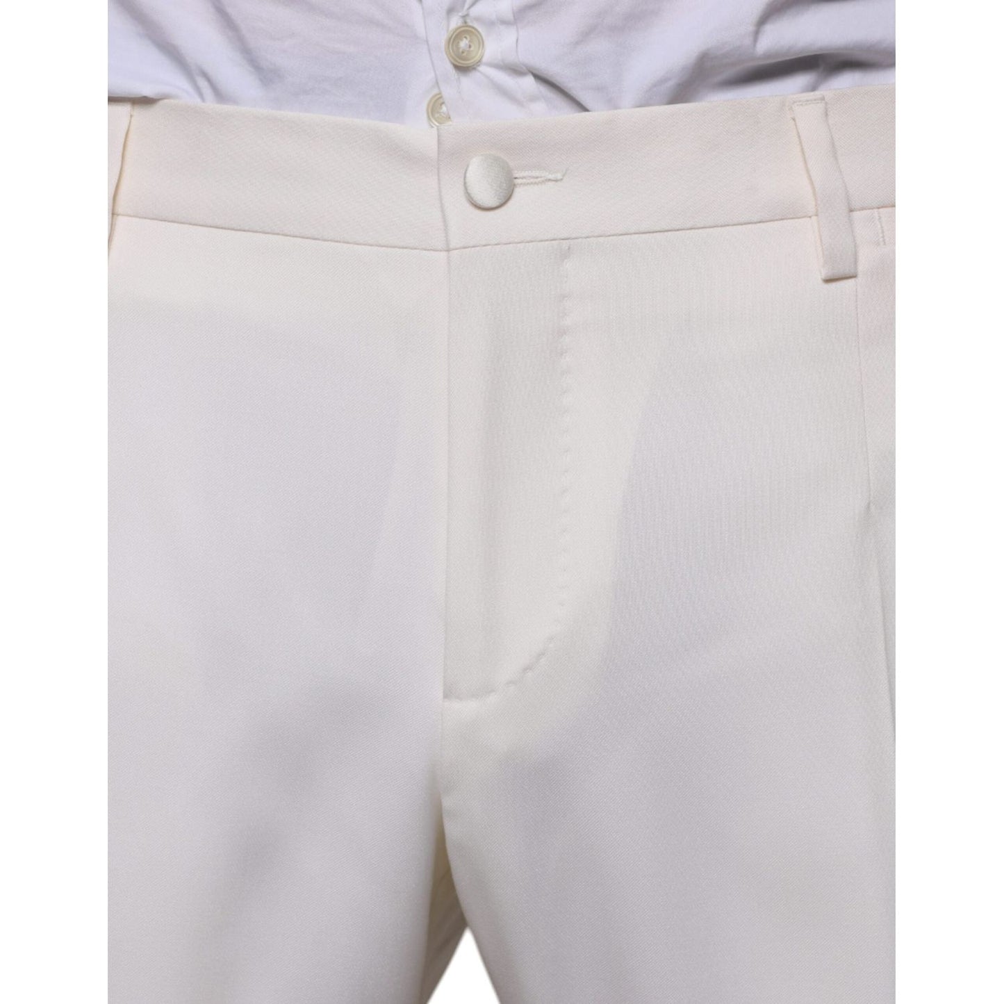 Dolce & Gabbana White Wool Silk 3 Piece SlimFit Formal Suit Dolce & Gabbana Light Gray
