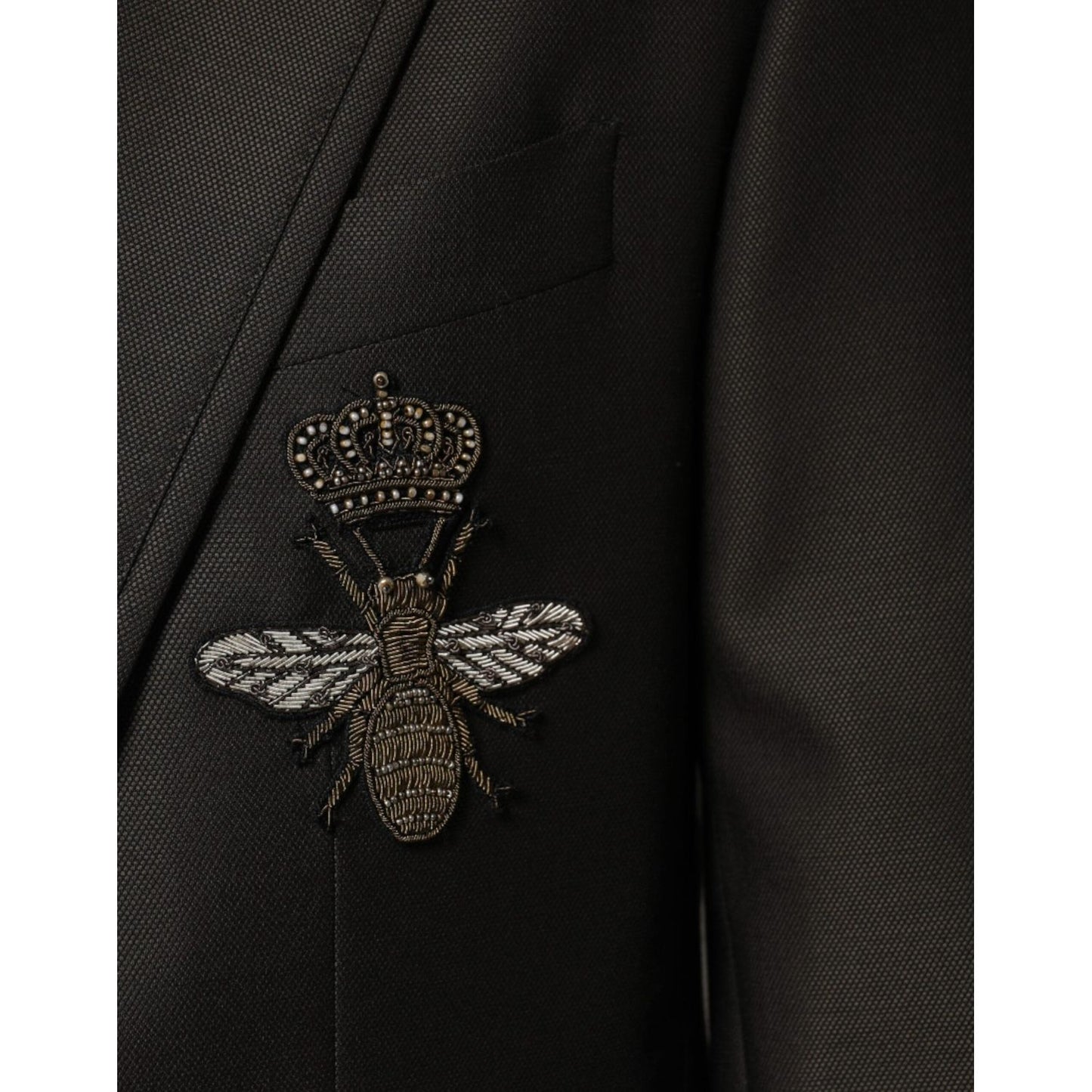 Dolce & Gabbana Blazer Brown Green Bee Wool Jacket Coat Dolce & Gabbana Black
