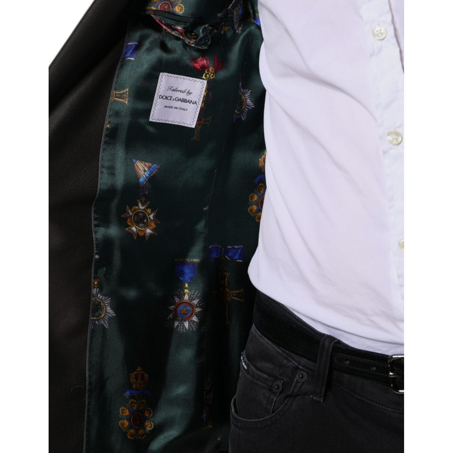 Dolce & Gabbana Blazer Brown Green Bee Wool Jacket Coat Dolce & Gabbana Black